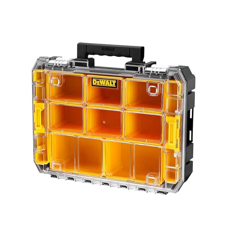 デウォルト(DEWALT) TSTAK オーガナイザー 工具箱 収納ケース ツールボックス 透明蓋 脱着トレー 積み重ね収納 ネジ ビット 小物 入れ IP54 坊塵 防水 設計 DWST82968-1