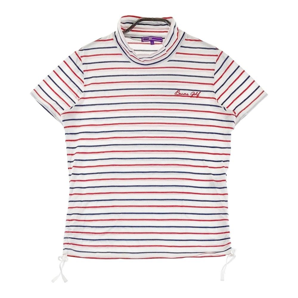 サイズ：L BEAMS GOLF ビームスゴルフ  ハイネック半袖Tシャツ ボーダー柄 ホワイト系 [240101487449] ゴルフウェア メンズ ストスト サイズ：L BEAMS GOLF ビームスゴルフ ハイネック 半袖Tシャツ