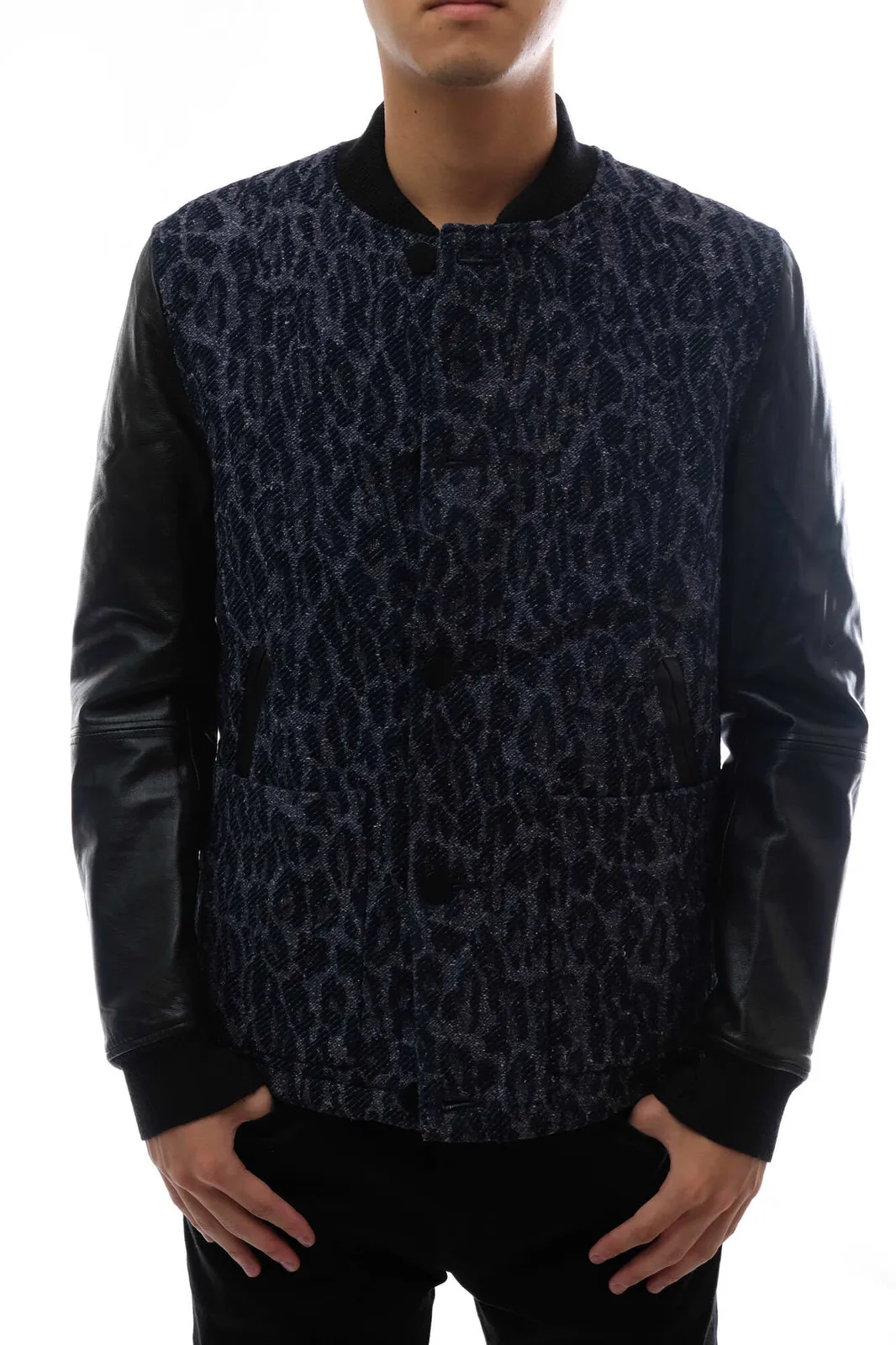 希少 ポールスミス × ハリスツイード 袖レザー ツイード スタジャン M