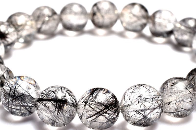 １点物 AAA クリア ブラックトルマリンインクォーツ 9mm ブレスレット パワーストーン 天然石 _MA8377