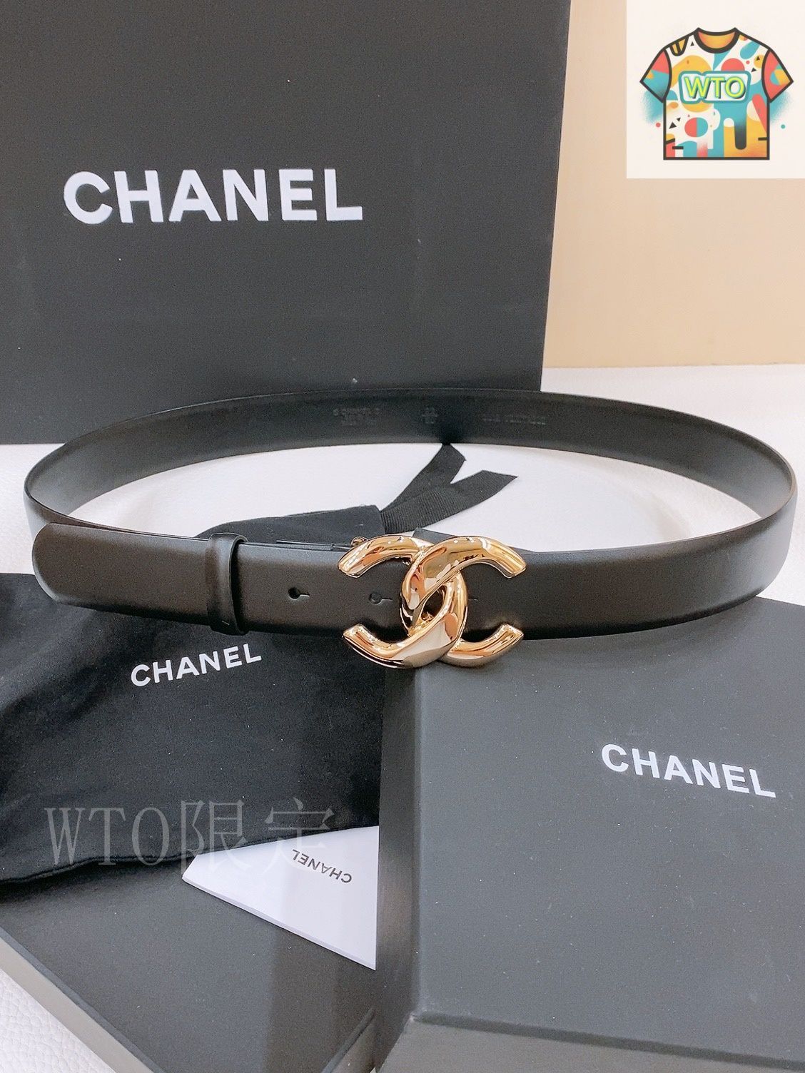 CHANEL ベルト CHANEL(シャネル) ベルト - 黒×ゴールド