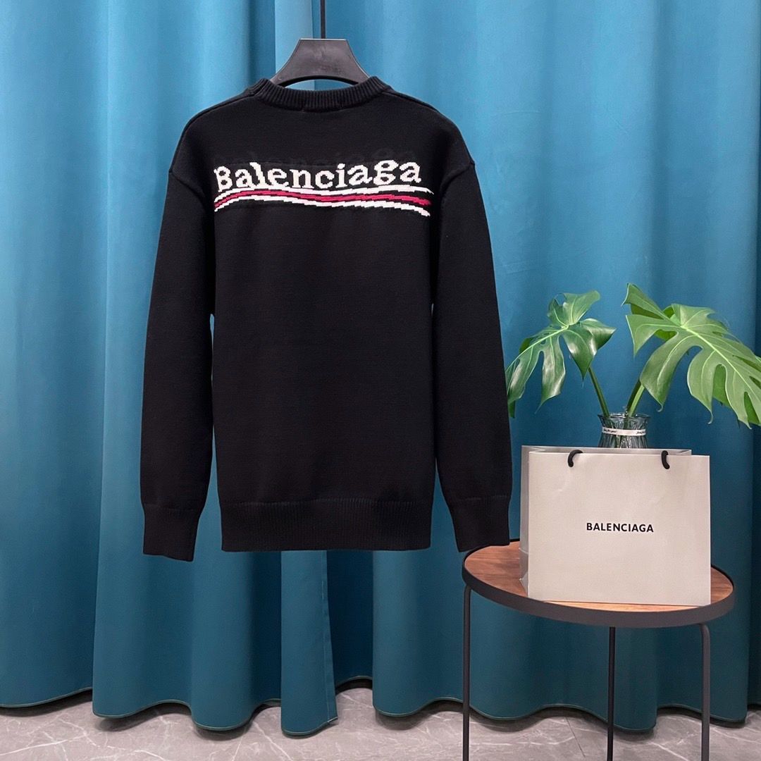 BALENCIAGA　ロゴ  長袖  ウール  ニットセーター  男女兼用