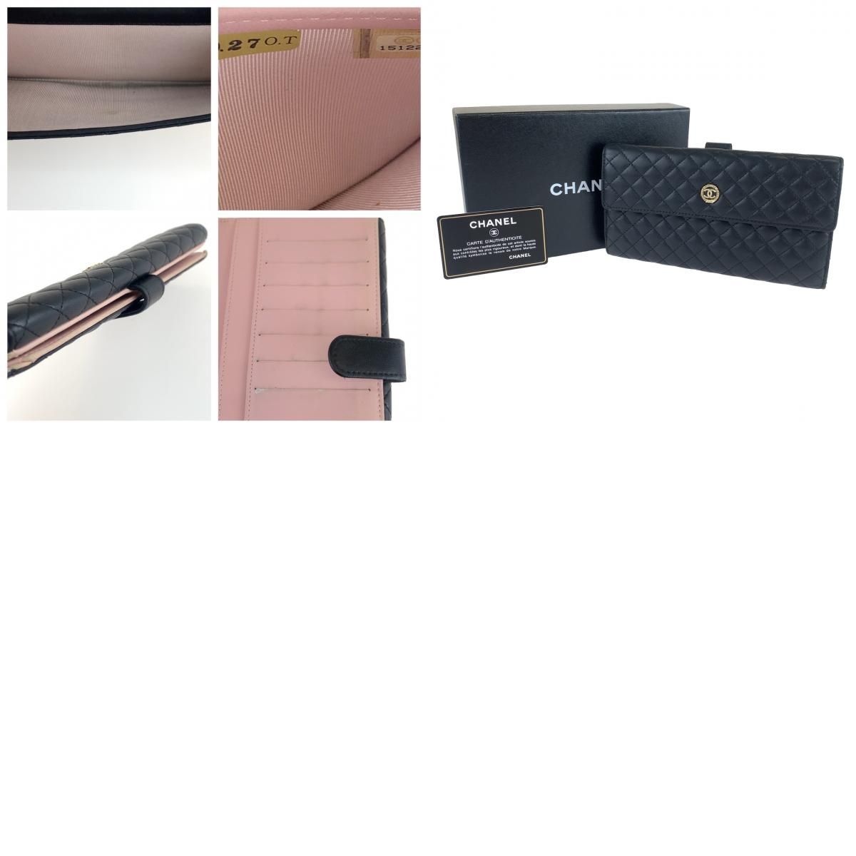 CHANEL シャネル マイクロマトラッセ Wホック ココマーク ブラック 黒 