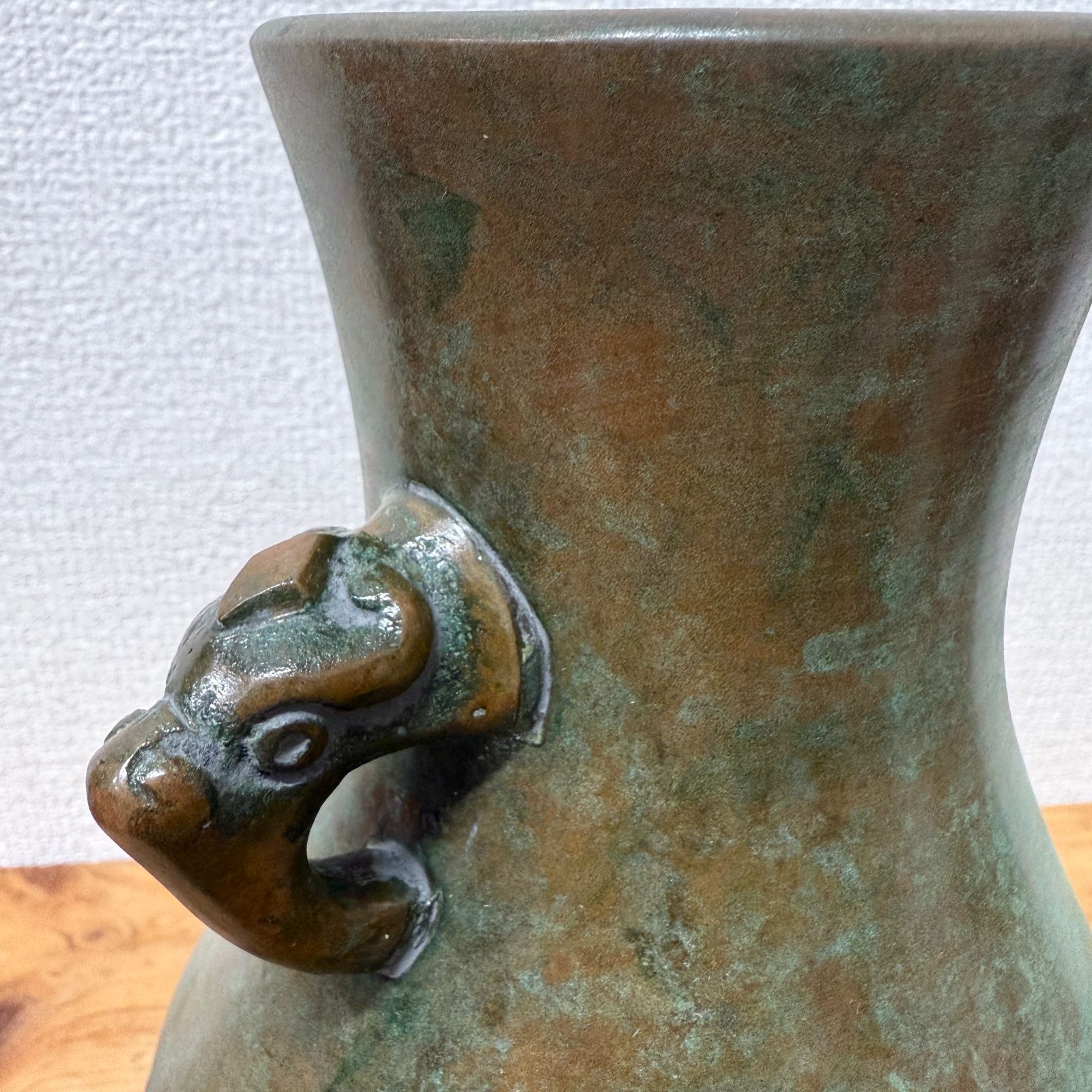 花器 蝋型 青銅製 47cm 京銅器 蝋型青銅器 花器 花瓶 工芸品 コレクション 伝統工芸 木