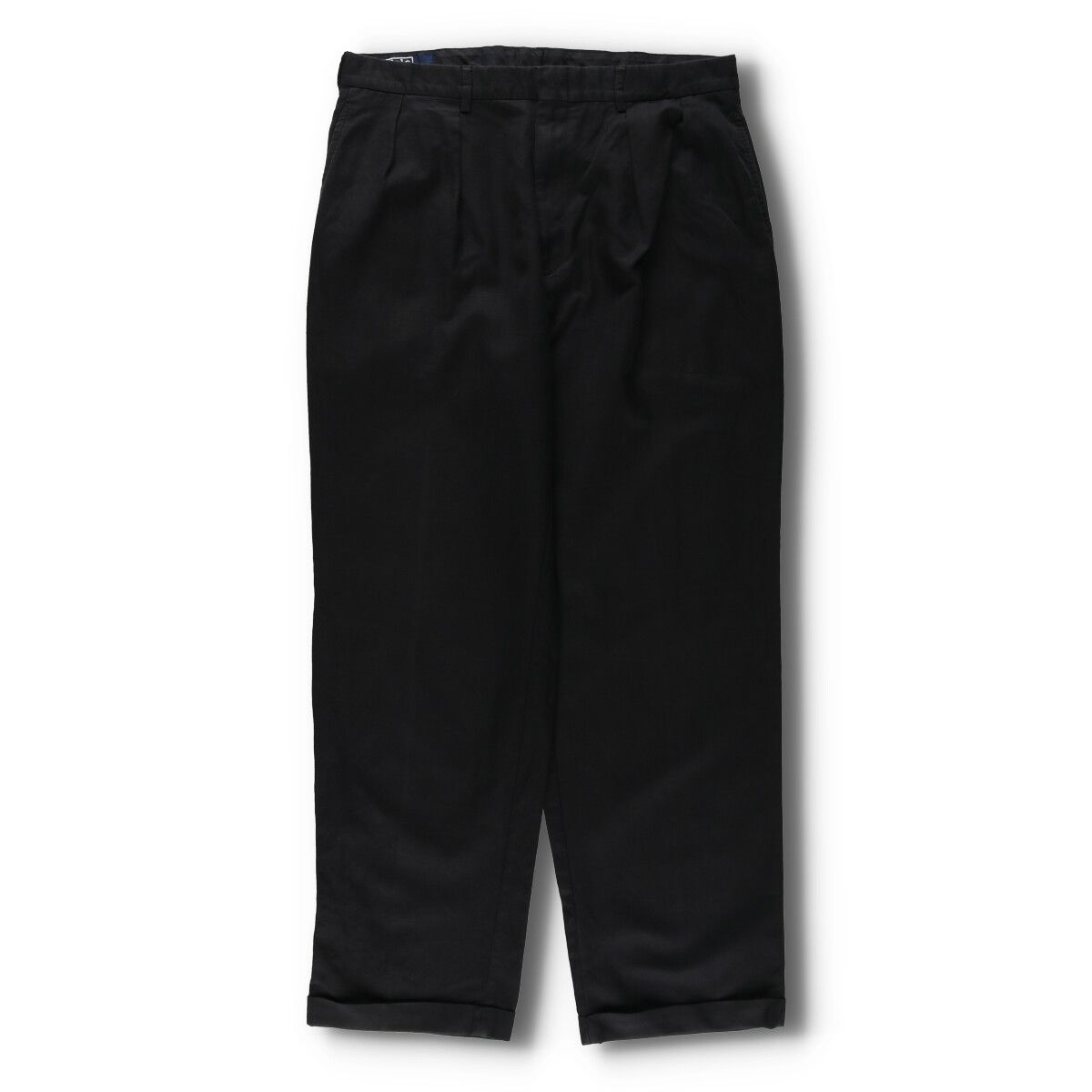 90s Ralph Lauren リネン　スラックス　ツータック　ブラック 90s ポロ ラルフローレン ツータック スラックス ポリエステル