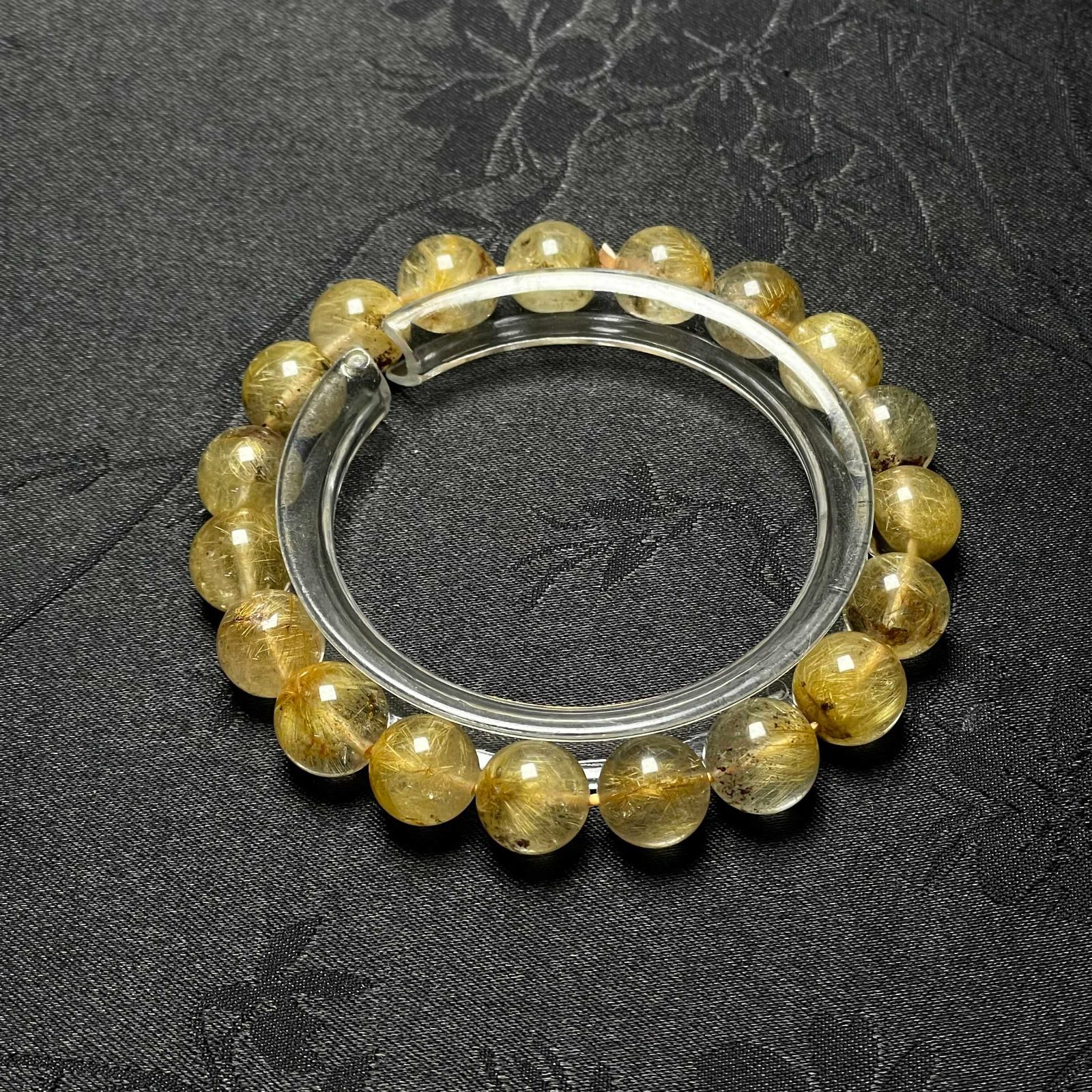 EU製 ガーデンフラワータイチンルチル ブレスレット パワーストーン 天然石 金運 お守り プレゼント 9.7-10.3mm ZB9501