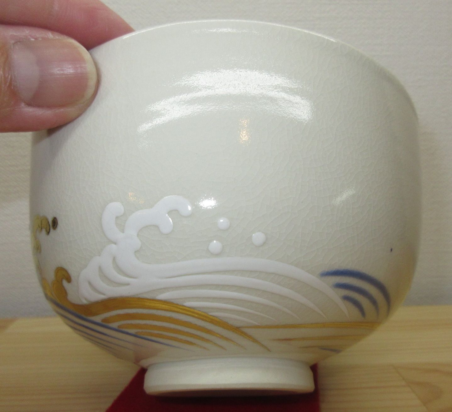 送料込【逢絢亭】茶道具 茶碗 京焼 仁清 浪越の富士 真葛（宮川）香斎 共箱入り 逢絢亭】茶道具 茶碗 京焼 仁清 浪越の富士 真葛（宮川）香斎 共