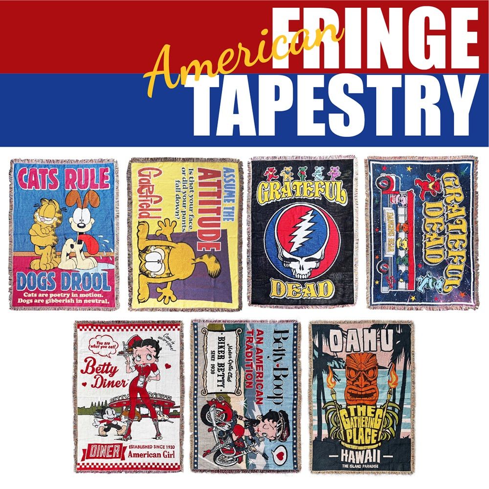 フリンジタペストリー 130×170cm | ベティ ガーフィールド アメキャラ インテリア ガレージ アメリカン雑貨 グレイトフルデッド デッドベアー ビーンベア タペストリー フラッグ