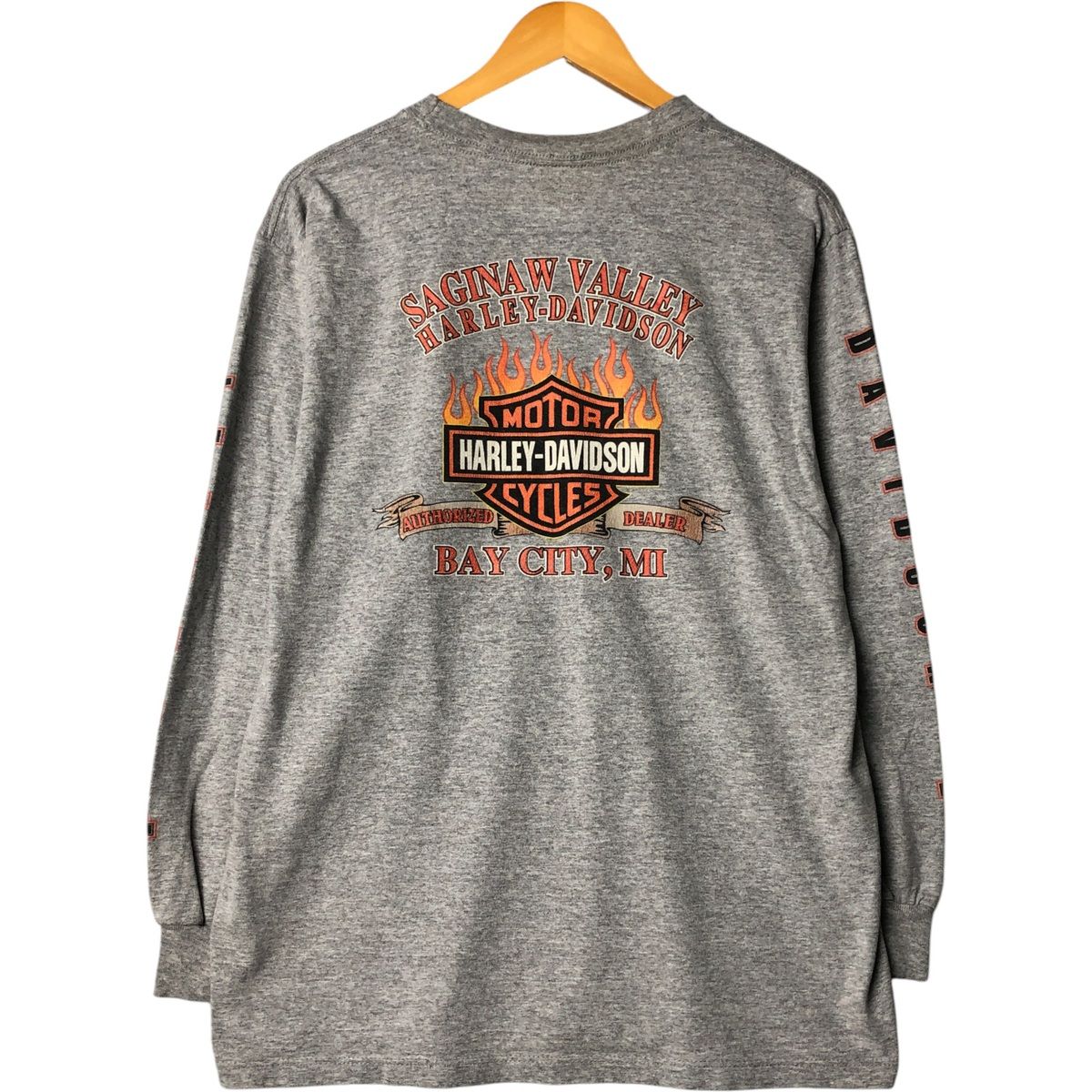 00s HARLEY DAVIDSON ファイヤーパターン プリント ロンT 古着 00年代 ハーレーダビッドソン Harley-Davidson ファイヤー