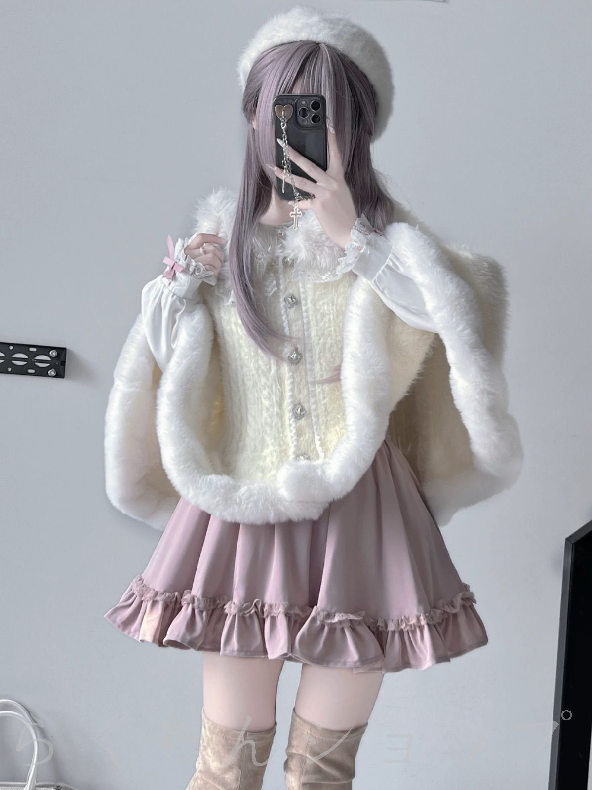 ふわふわ?リボン ケープコート
