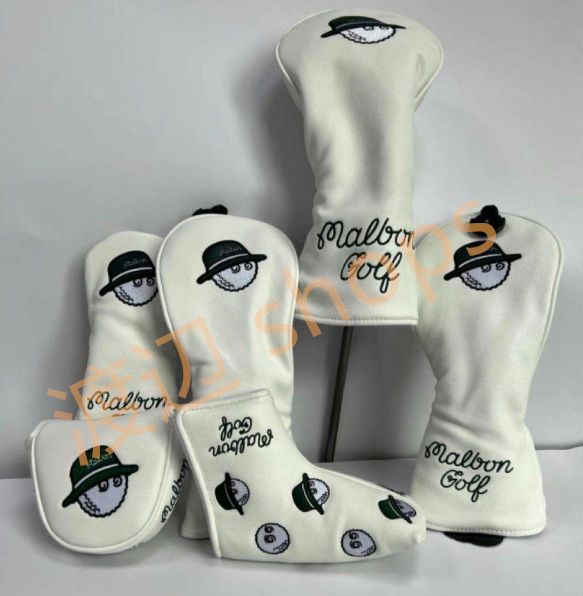 Malbon golf マルボンゴルフ ヘッドカバー 6点セット ホワイト Malbon golf マルボンゴルフ ヘッドカバー 6点セット ホワイト