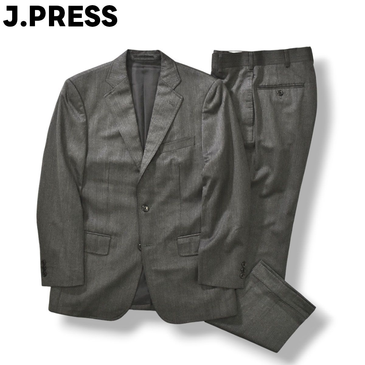 ジェイプレス J.PRESS 段返り 3B シングル セットアップ スーツ 上下 JY5／A4 M相当 グレー メンズ