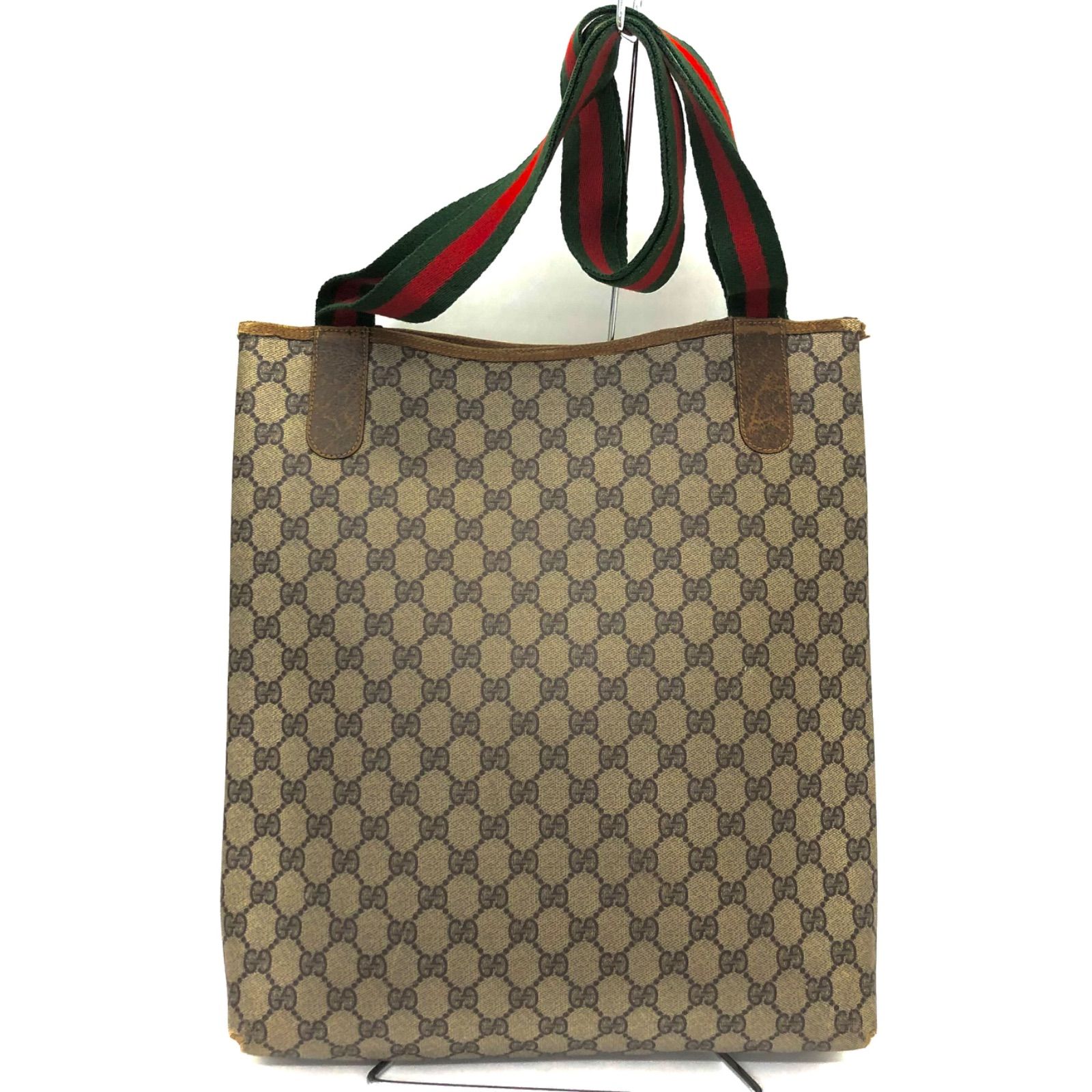 ◇GUCCI◇オールドグッチ シェリーライン GG トートバッグ ブラウン