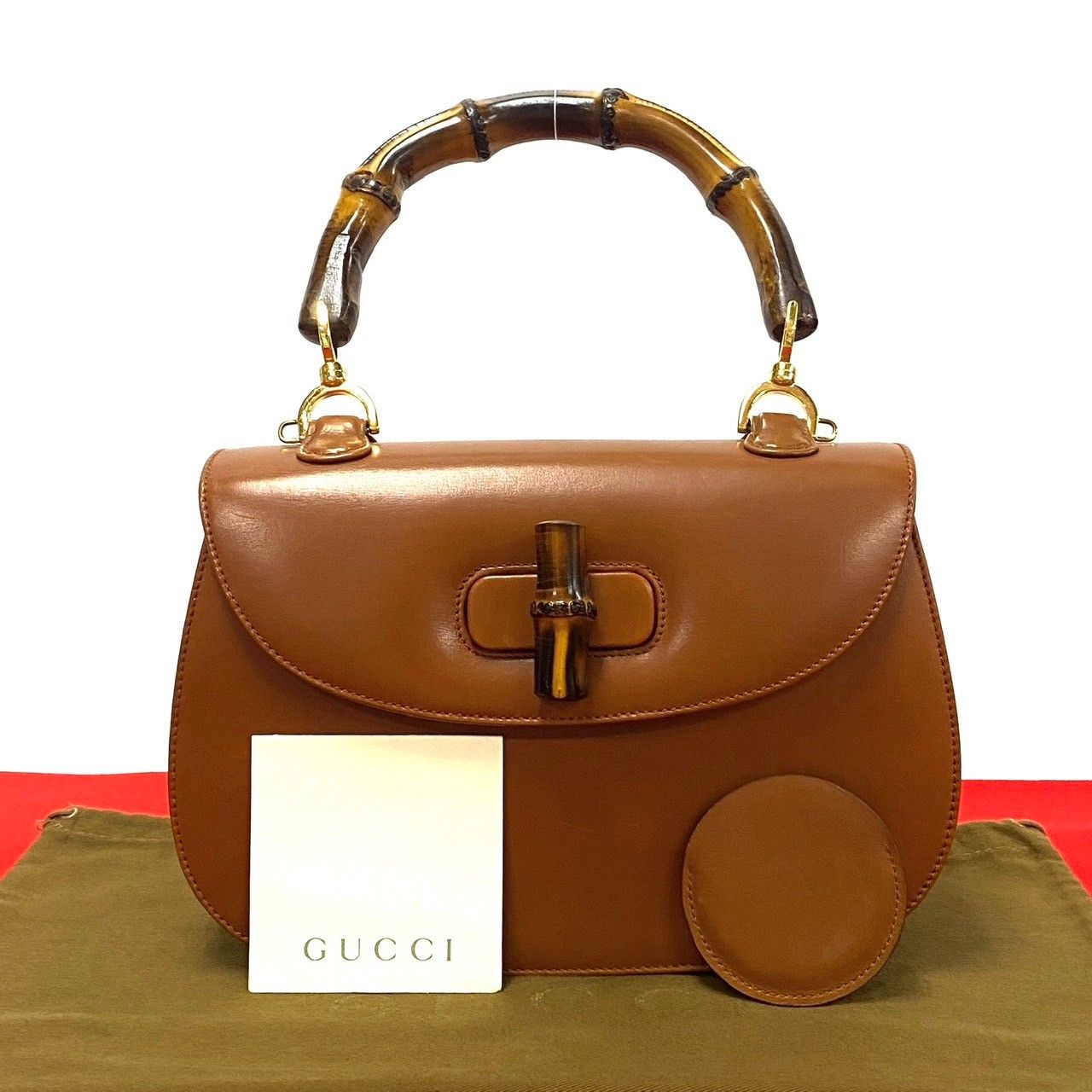 極 美品 GUCCI グッチ オールドグッチ ヴィンテージ バンブー ターンロック レザー 本革 ハンドバッグ ショルダーバッグ ブラウン 286-7  - メルカリ