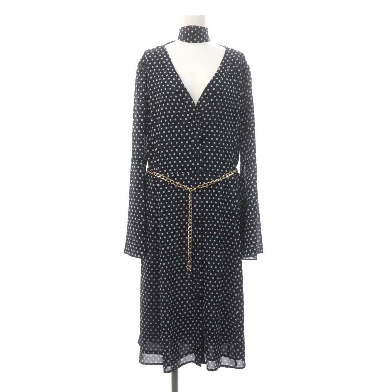 マイケルマイケルコース Michael Michael Kors Polka Dot Georgette Tie Neck Midi D ワンピース ロング ミモレ丈 長袖 ボウタイリボン 5107