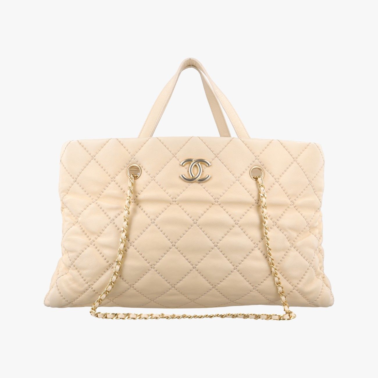 シャネルChanelマトラッセ CCクラウン トートベージュラムスキンA5027514693228