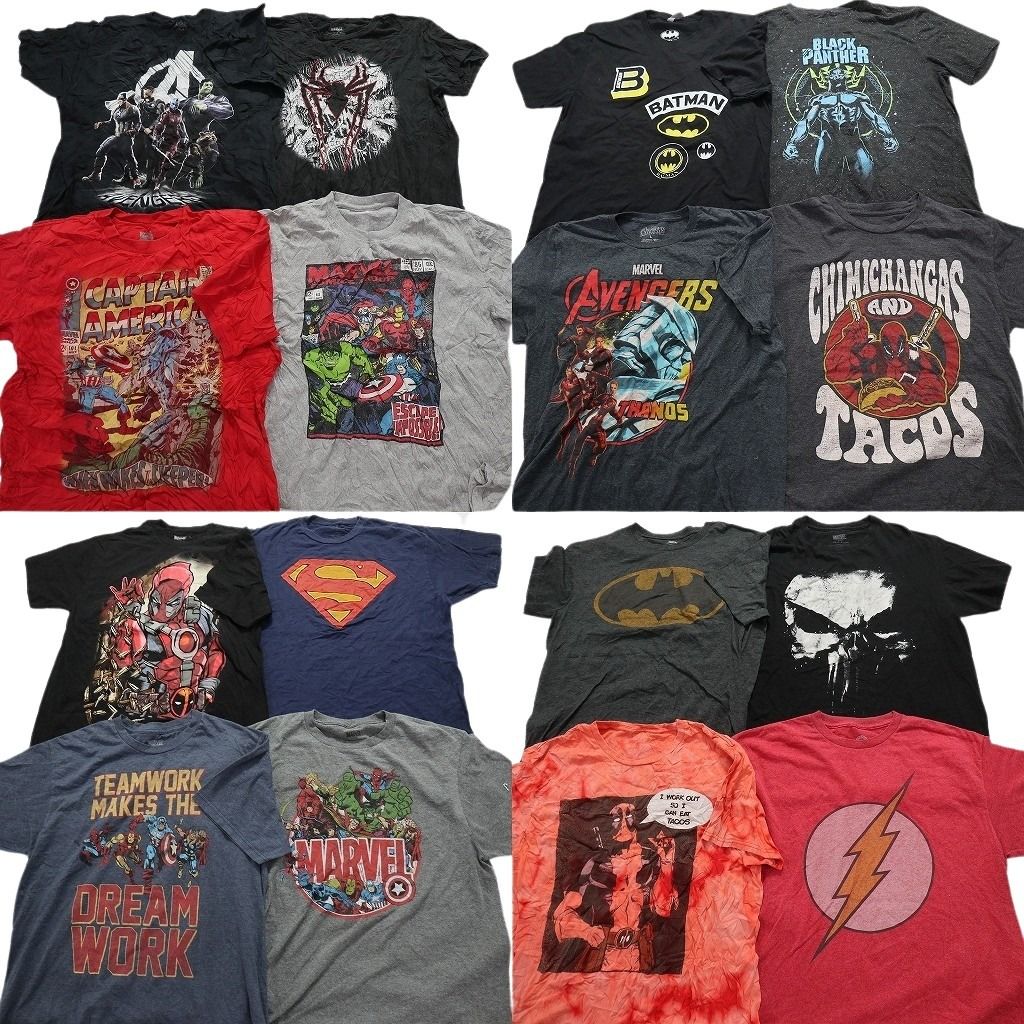 マーベル　DC まとめうり 古着卸 まとめ売り マーベル DCコミック 半袖Tシャツ 16枚セット