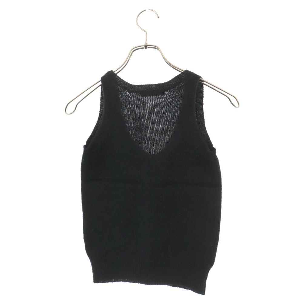 プラダ　ウールベスト　レディース　ブラック　38 PRADA (プラダ) Knit Best ウール Vネック ニットベスト