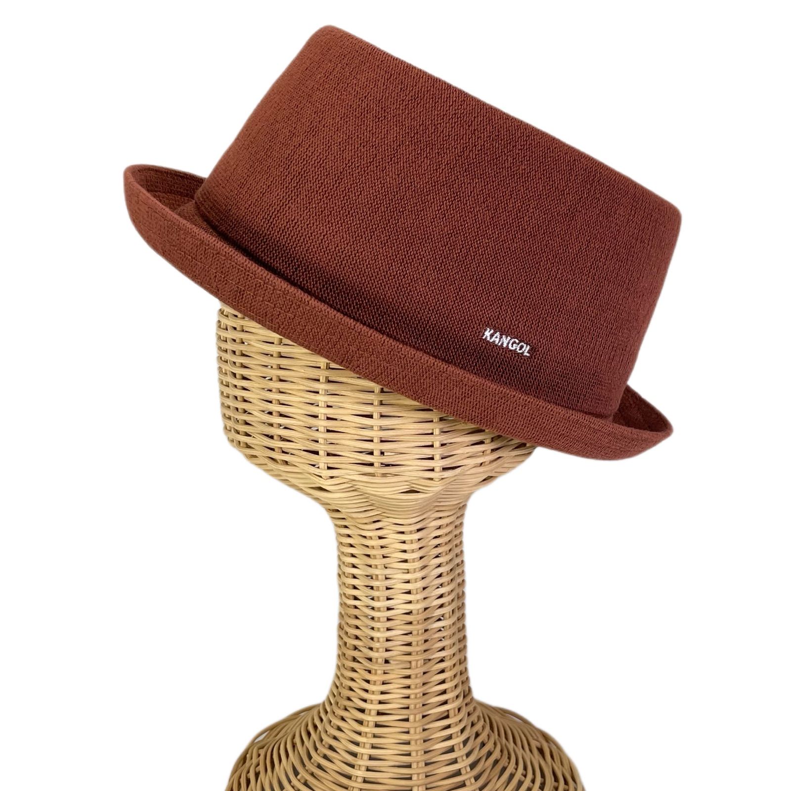 セール対象！ KANGOL ポークパイハット 竹繊維 ストローハット Brown L