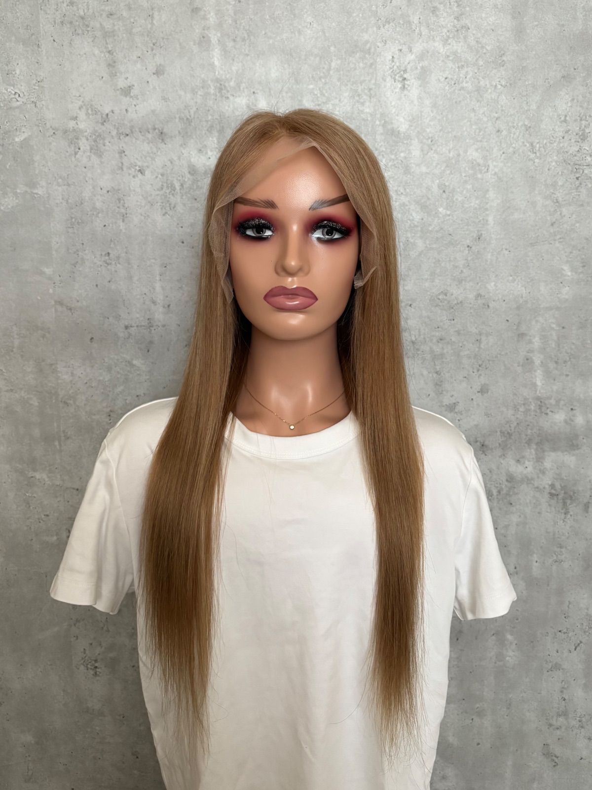 スーパーロング人毛 フルウィッグ｜耳が出せる 自然なもみあげ｜ローズキャラメルベージュ