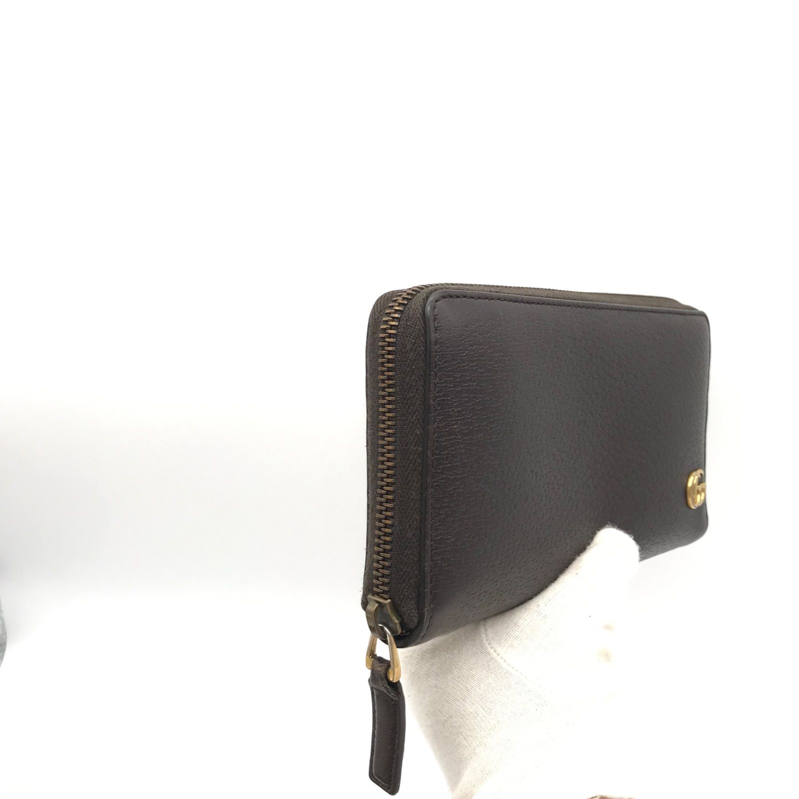 新品同様　グッチ財布　グッチ長財布　グッチggマーモント レザー　ダークブラウン 新品同様 グッチ財布 グッチ長財布 グッチggマーモント レザー
