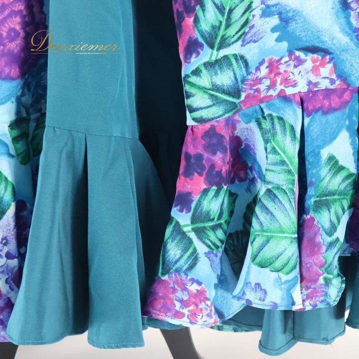 フラメンコ 衣装 ワンピース ドレス ボランテ フリル レース 軽い 花柄 紫 青 緑 長袖 ブルー系 ダンス 舞台 発表会 フェスティバル おしゃれ エレガント レディース ドレスアップ コスチューム ショー コンサート パーティ かわいい ステージ衣装