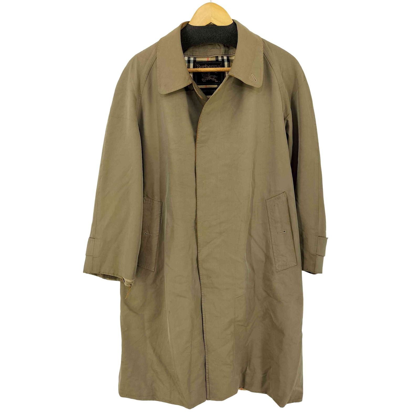 BURBERRYS(バーバリーズ) 90S 裏地ノバチェック ステンカラーコート PRESTIGE COLLECTION メンズ 表記無 【中古】【ブランド古着バズストア】 バーバリーズ BURBERRYS 90S 裏地ノバチェック ステンカラーコート