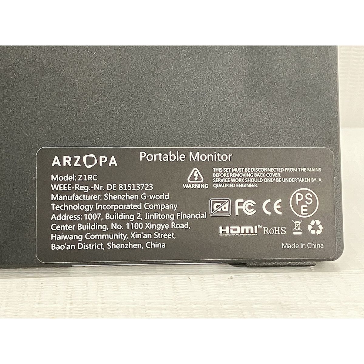Arzopa Z1RC 16インチモニター 2.5K ポータブルモニター モバイル