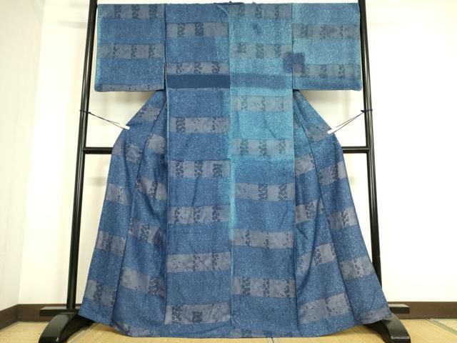 平和屋着物▽上質な小紋　袷　横段文紗　舞桜　正絹　逸品　DAAS0761az 平和屋着物▽上質な小紋 袷 横段文紗 舞桜 正絹 逸品 DAAS0761az