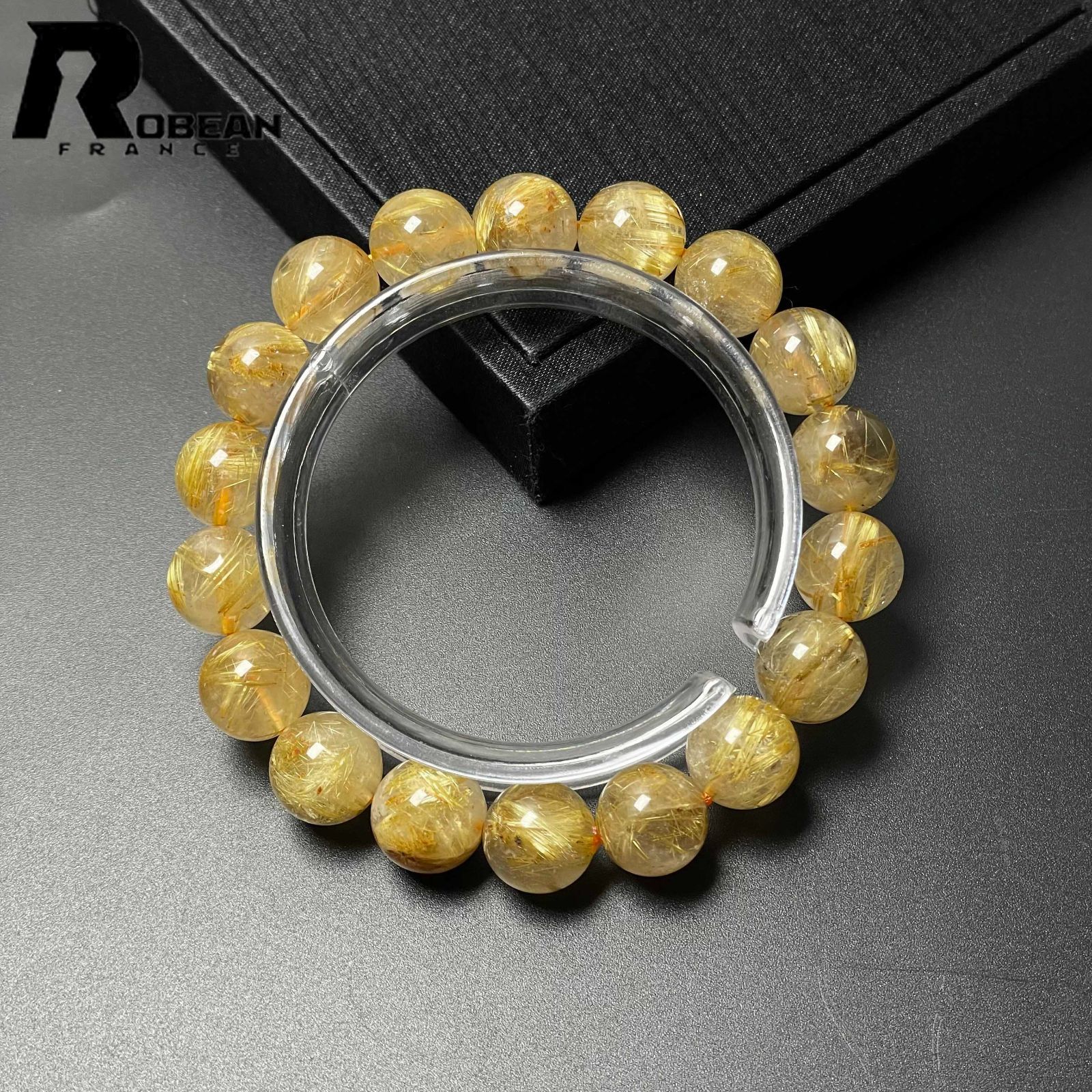貴重 EU製 定価21万円★ROBEAN・極!極満針ルチルクォーツ★ブレスレット パワーストーン 天然石 綺麗 金運 お守り プレゼント2 ギフト 12.3-12.7mm M0527331