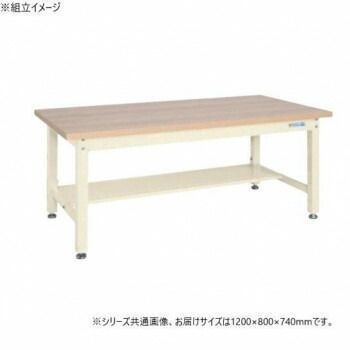 サカエ 重量作業台KWタイプ 木目天板 1200×800×740mm 中板1枚付 KWM-128TI
