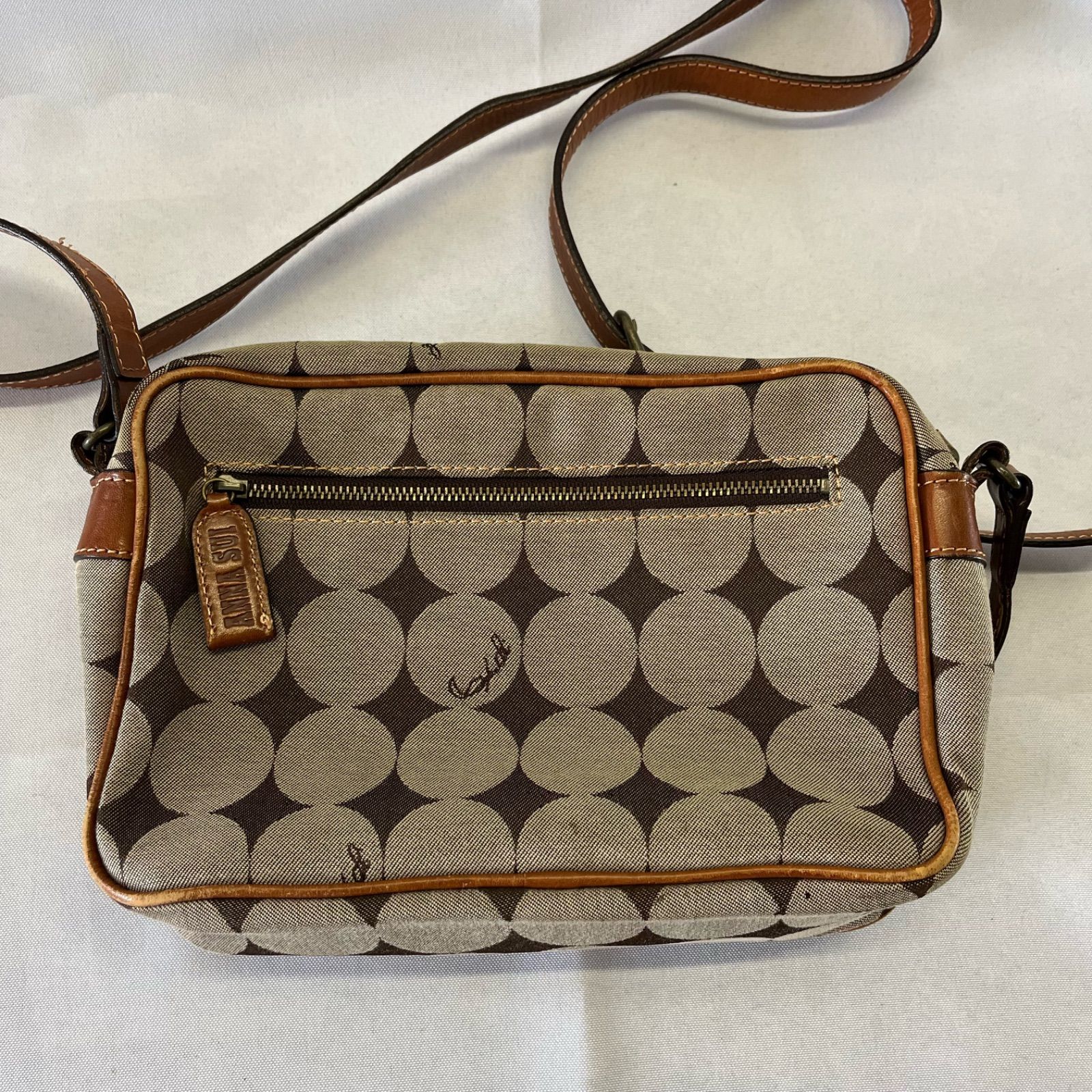 ANNA SUI ショルダー ブラウン ☆美品☆ANNA SUI /アナスイ レザーショルダーバッグ ブラウン
