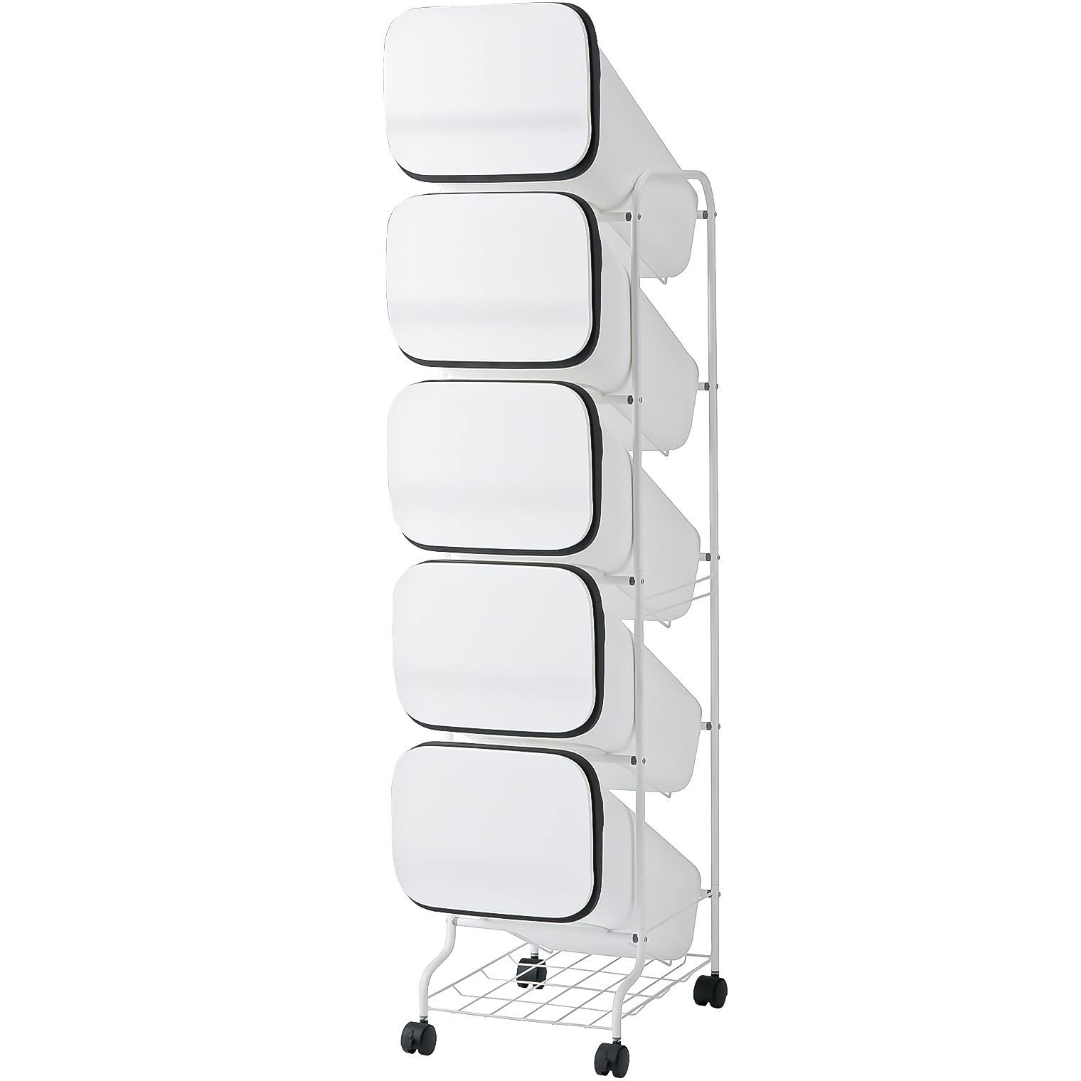 ゴミ箱 smooth スタンドダストボックス5段 分別 ホワイト 95L リス 19L×5 5P