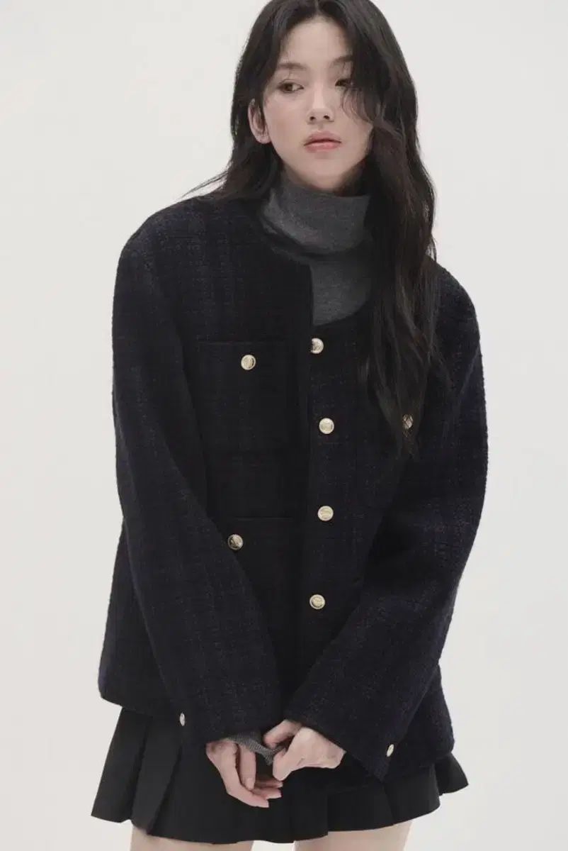 ユンスルショップ ダウン ツイード コート ウール ジャケット