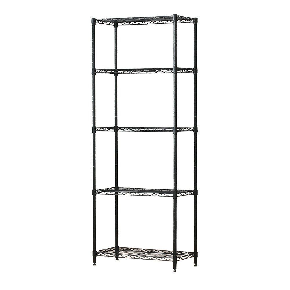 『大特価』 黒 ブラック 収納 全体耐荷重325kg 棚 幅59.5cm×奥行29.5cm×高さ151.5cm M1560305BK スリムスチールラック 頑丈 幅60 ワイヤーシェルフ 奥行30 5段 ポール径19mm ルミナス互換 パーツ対応 キッチン ド