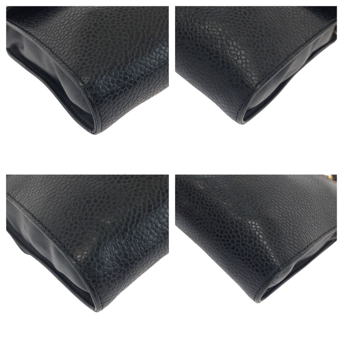 美品 CHANEL シャネル ココマーク ブラック キャビアスキン チェーン  