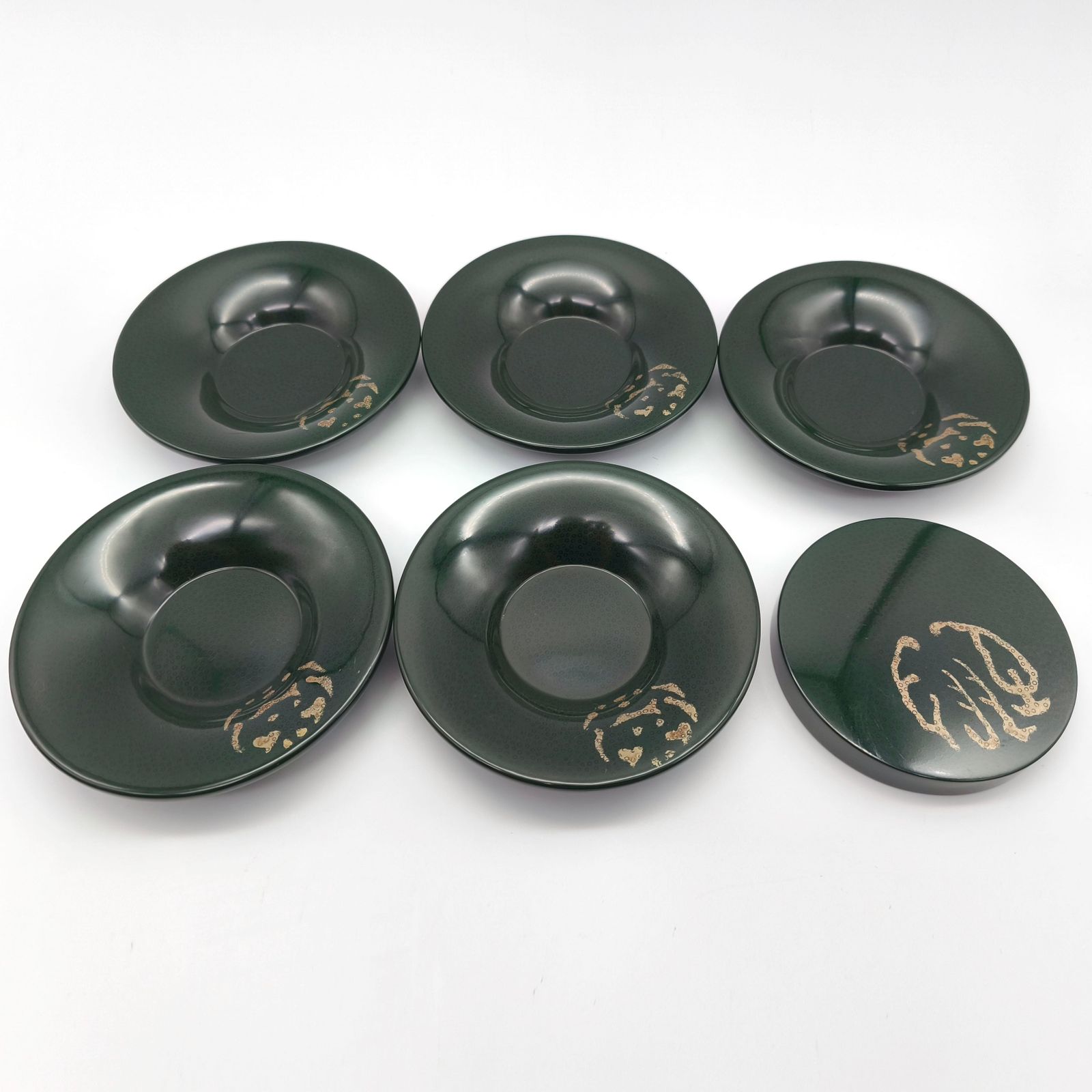 未使用　津軽塗り　茶器セット 津軽塗（唐塗）バカ塗り・茶器セット・茶櫃・茶筒・茶匙・茶托
