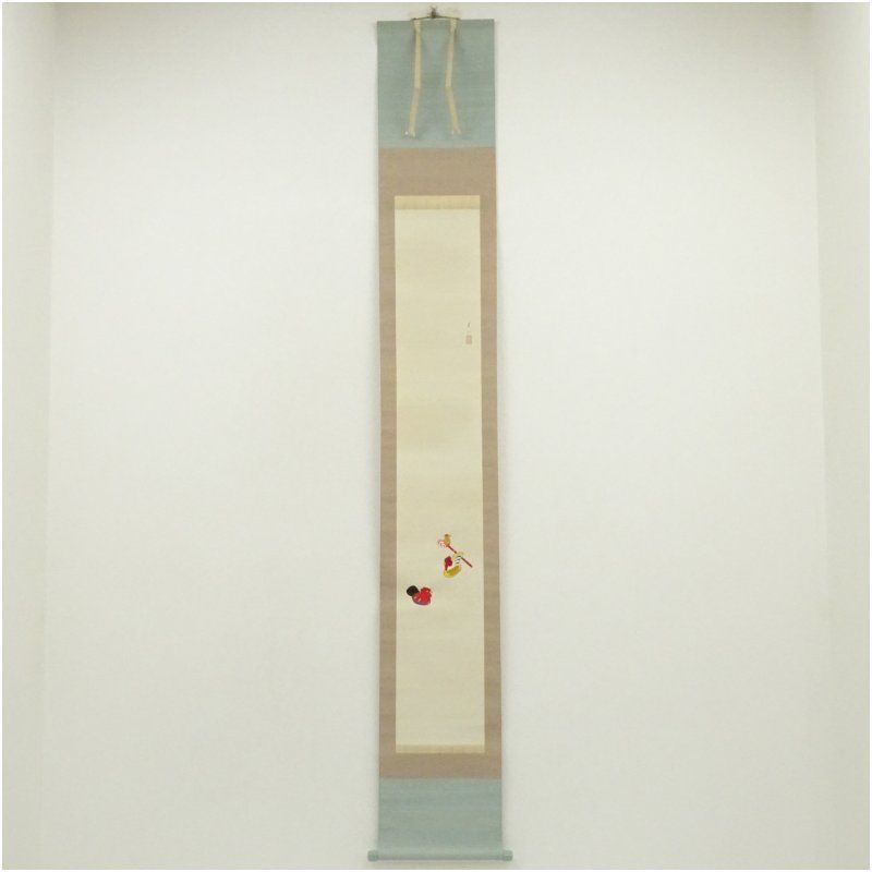 絹本】肉筆掛け軸花鳥画 細筆画「鶴と松」美術品 絵画 和室 茶室