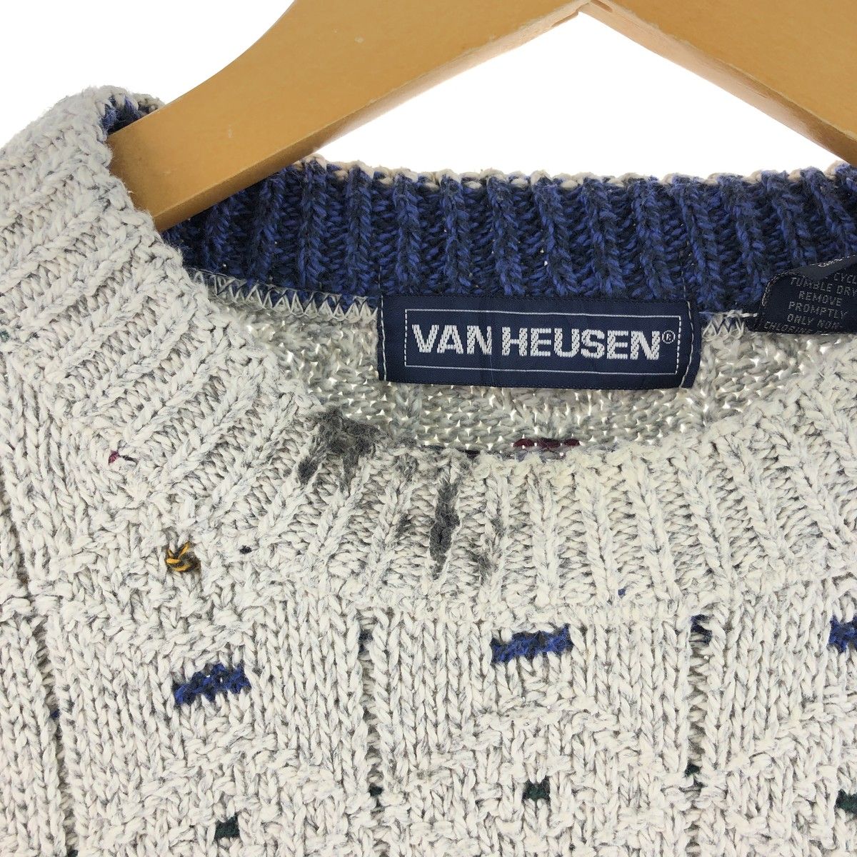 古着 VANHEUSEN VAN HEUSEN 総柄 コットンニットセーター USA製 メンズ  