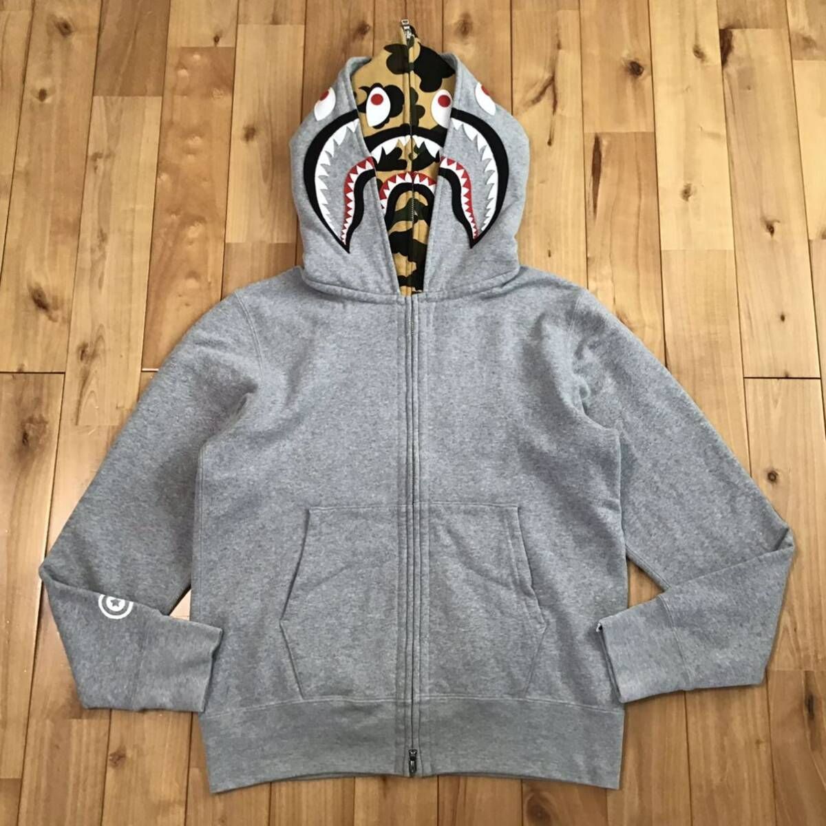 Bape エイプ シャークパーカー sサイズ gray ape ダブル シャーク