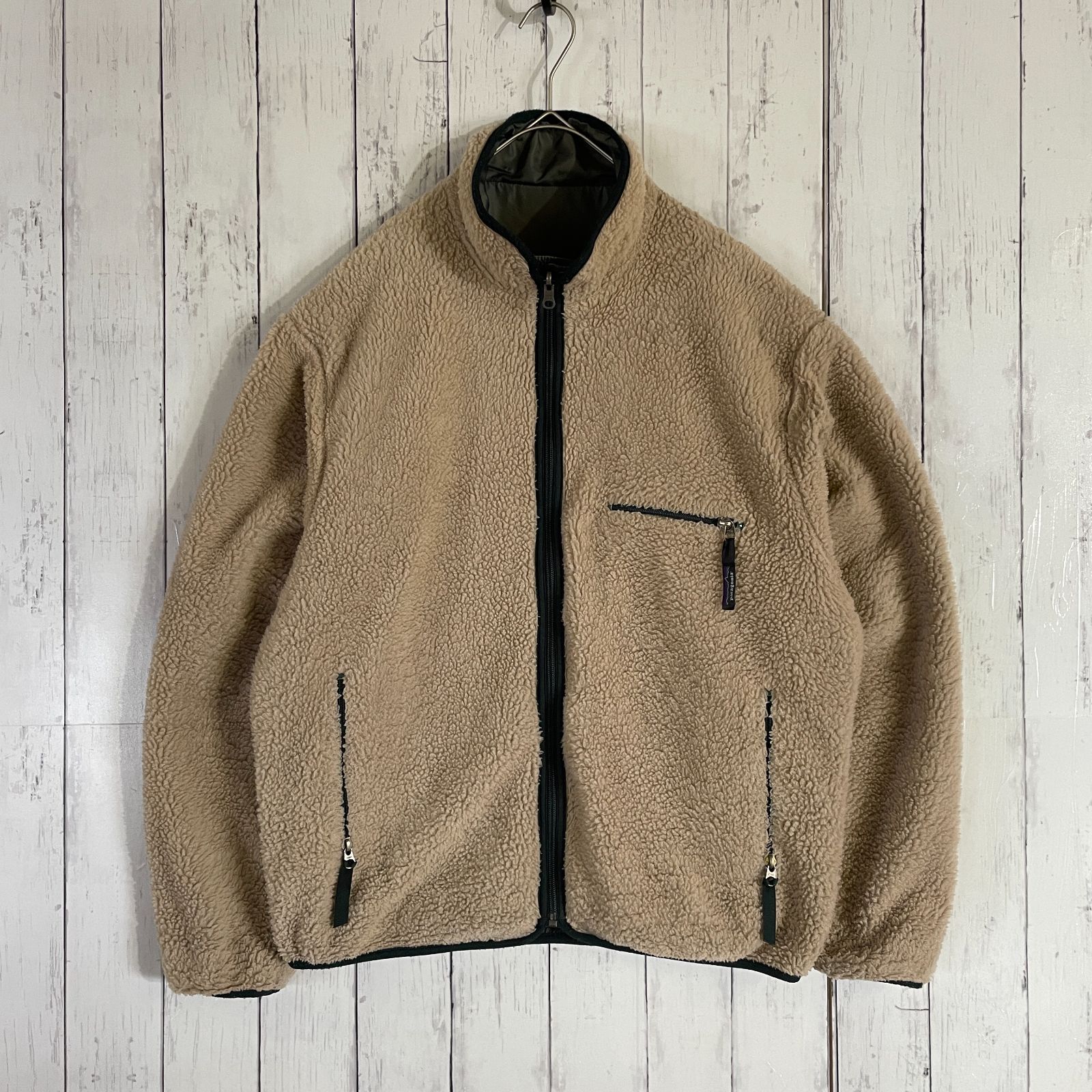 パタゴニア 1997 リバーシブル グリセード カーディガン ナチュラル灰 29320 Lサイズ FALL PATAGONIA REVERSIBLE GLISSADE CARDIGAN Grey × Natural MADE IN USA