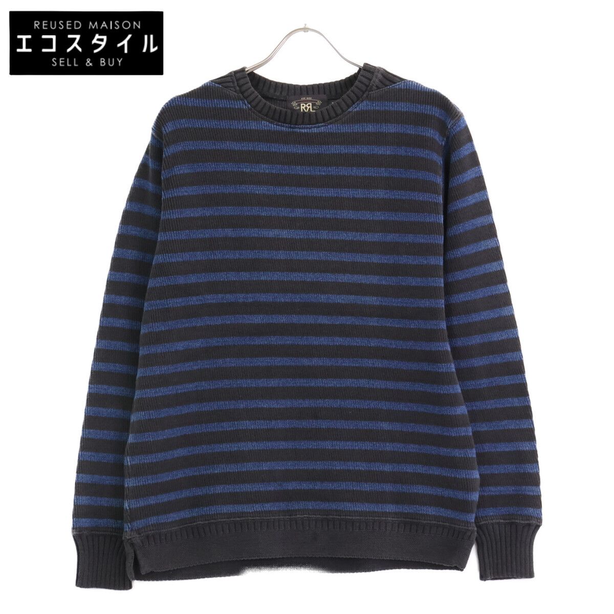 RRL ダブルアールエル ﾈｲﾋﾞｰ×ﾌﾞﾗｯｸ ﾎﾞｰﾀﾞｰ 長袖ﾆｯﾄ M