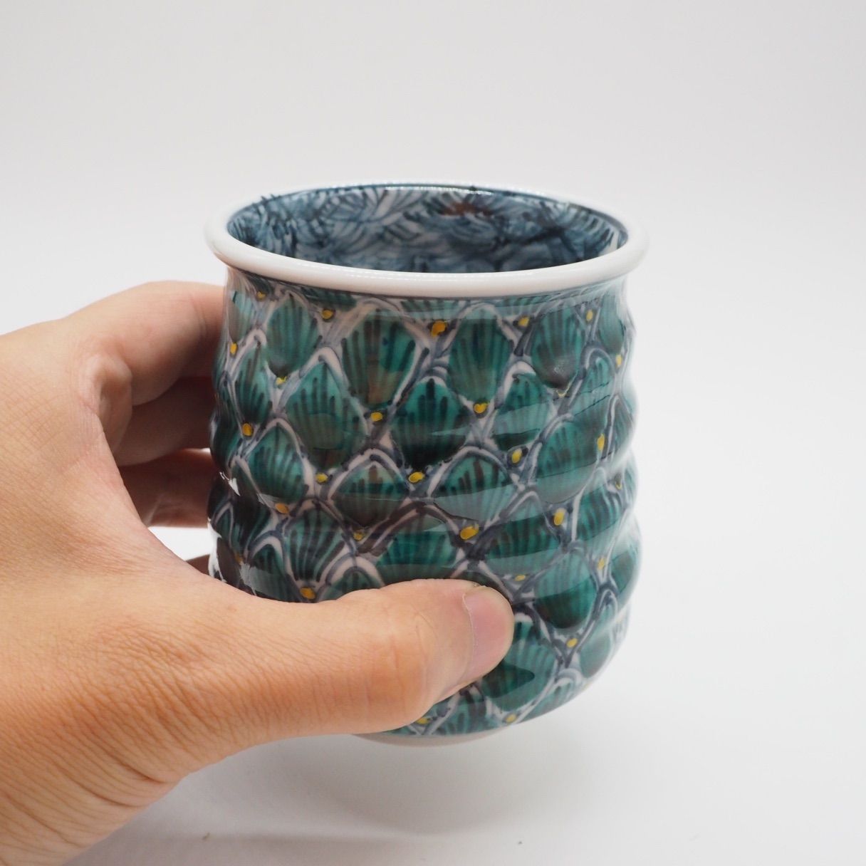 陶器　京焼　清水焼　六齋窯　村田幸之介　大鉢　黄地山水画　山水画　新品未使用品 陶器 京焼 清水焼 六齋窯 村田幸之介 大鉢 黄地山水画 山水画