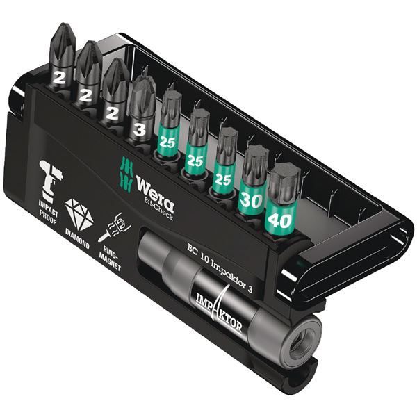 WERA ヴェラ 10本組 差込6.35mm インパクト用 ポジドライブ トルクスドライバービットセット ホルダー付 057683 工具 ツール DIY