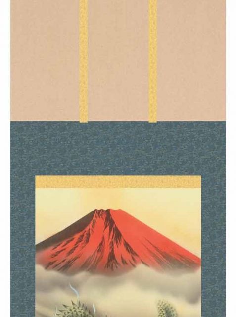 掛軸 床の間 開運図 紅峰五鯉躍勝運図 瀬田功舟 尺三 44.5×164 KZ2MD5-078-3 掛軸 [開運画]開運鯉 紅峰五鯉躍勝運図 [尺三] [瀬田功舟] [