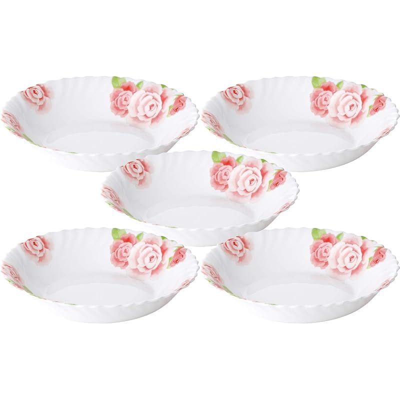 iwaki(イワキ) 耐熱ガラス 食器 耐熱皿 ファミエット ローズ柄 深皿 18cm ×5点セット 電子レンジ対応 B11364-RS 0