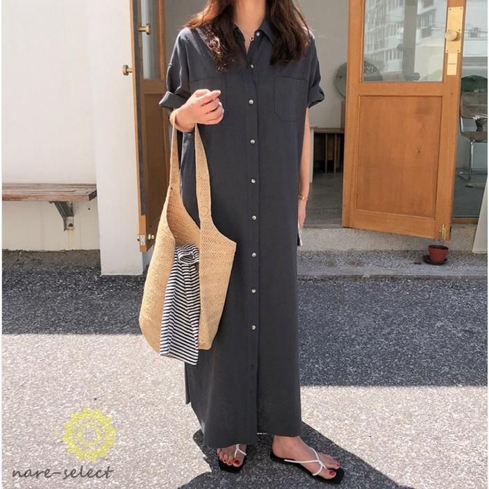ワンピース レディースワンピース シャツワンピース リラックスマキシ丈シャツワンピース 大人 おしゃれ 秋 冬 お洒落 カジュアル かわいい mDpK976