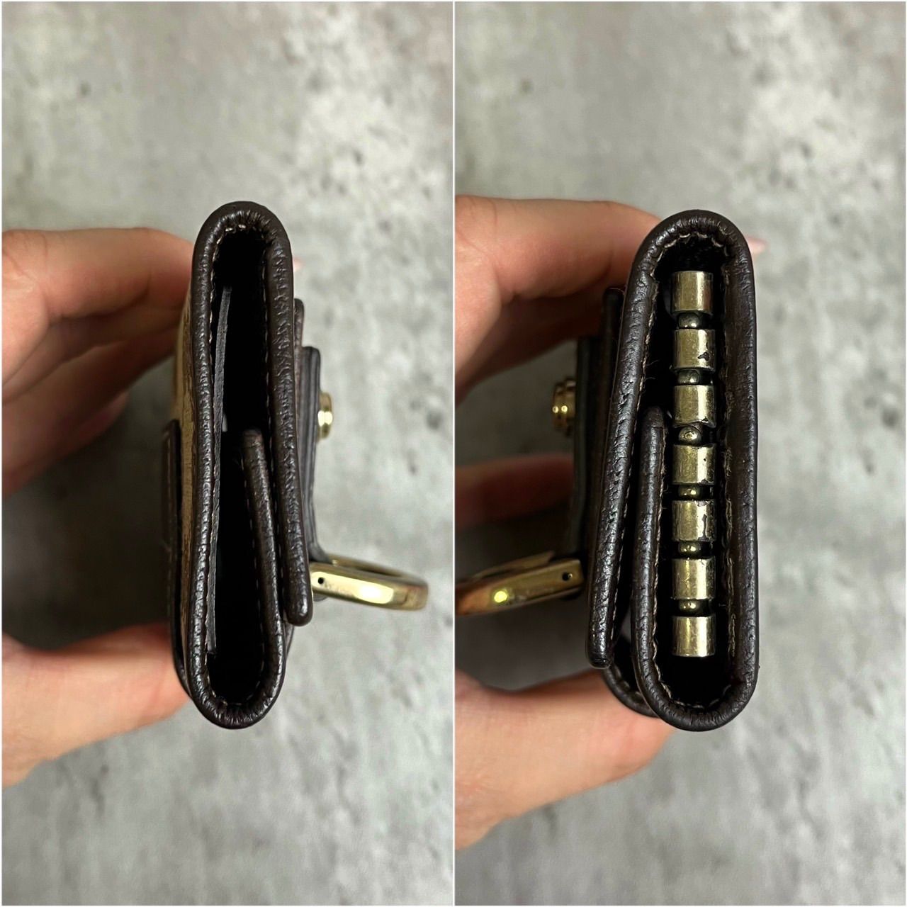 良品】 GUCCI グッチ 6連キーケース GGロゴ アビー 定期入れ ゴールド