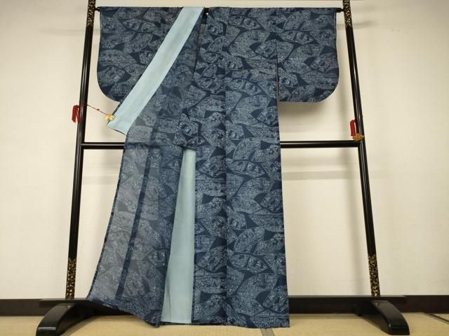 平和屋着物∴夏物 浴衣 綿紅梅 扇面風景文 綿 AABC1822jd