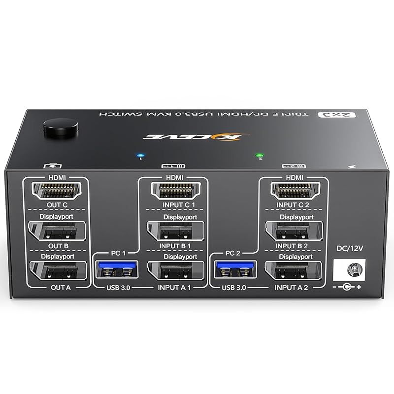 新着商品】KCEVE 8K KVM切替器 2PC 3モニター、コピー/拡張モード HDMI